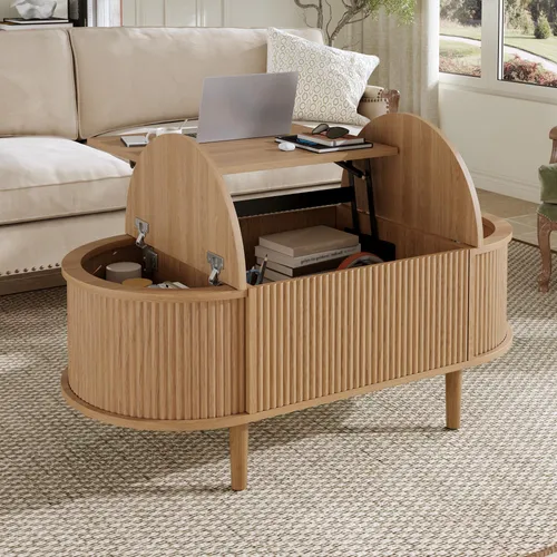 OKWISH Multifunktionaler Couchtisch mit Klappdeckel