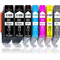 Druckerparadies 7er Pack Druckerpatronen 530 531 XL kompatibel mit Canon TS8750 Tintenpatrone (7-tlg)