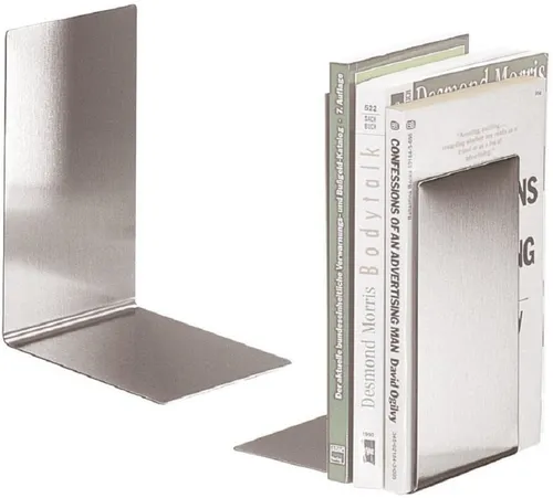 OFFORM Buchstütze BOOKBOYS 2er-Set aus Edelstahl - Sonstige Büroutensilien, elegantes Design in gebürstetem Edelstahl für eine stilvolle und praktische Buchorganisation