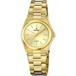 Festina F20557_3 Damen-Armbanduhr - Elegante Damenuhr mit goldfarbenem Edelstahl-Gehäuse, 5 ATM wasserdicht und perfektem Sonnenschliff für stilbewusste Frauen.