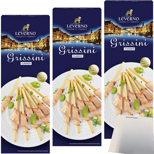 Leverno Grissini Classico Italienische Gebäckstangen 3er Pack 3x125g Packung usy