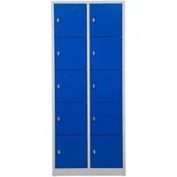 PROREGAL® Spind Schließfachschrank Falcon, Medium, Grau-Blau - Robuster Schließfachschrank mit 10 Fächern, ideal für Umkleiden und Sozialräume. Hergestellt aus pulverbeschichtetem Stahl für Langlebigkeit und einfache Reinigung.