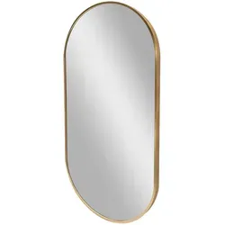 [en.casa] Wandspiegel Corato 40x80cm - Eleganter Badspiegel in Gold - Badezimmer Wandspiegel mit zeitlosem, eleganten Design in Ellipsen-Form. Ideal zum Frisieren und Schminken, einfach vertikal oder horizontal zu montieren.