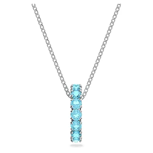 Swarovski Kette mit Anhänger Exalta - Halskette mit rhodiniertem Anhänger in Aquamarine, ideal für stilvolle Akzente. Perfekt als Geschenk für Liebhaber sanfter Farben.