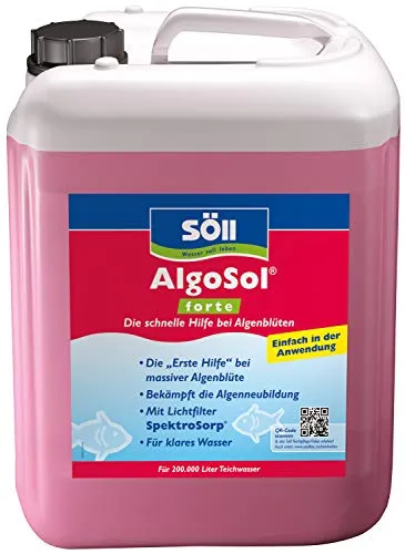 Söll 10492 AlgoSol forte - Hochkonzentriertes Teichpflegemittel gegen Algen, schnelle Hilfe mit Lichtfilter für klares Wasser und gesundes Teich-Ökosystem