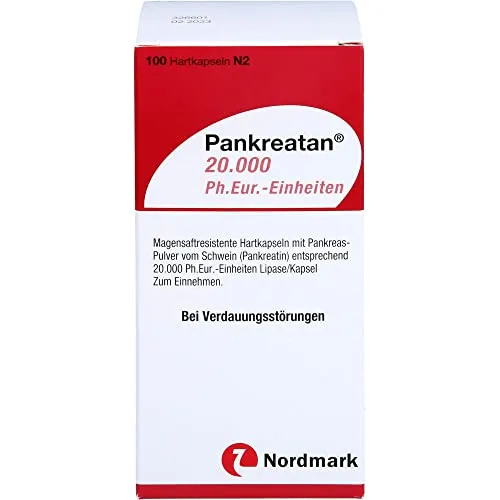 Pankreatan 20.000 Ph.eur.-einheiten msr. 100 St - rezeptfrei - Arzneimittel zur Unterstützung der Verdauung mit 20.000 Ph.eur.-Einheiten, magensaftresistent und ideal für eine einfache Einnahme.