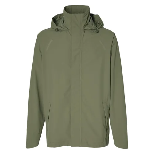 Basil Regenanzug Hoga Uni - Olive Green, Gr. XL - Regenjacken für Fahrradtouren, wasserdicht bis 5.000 WP, atmungsaktiv und mit abnehmbarer Kapuze für optimalen Komfort und Schutz bei jedem Wetter.