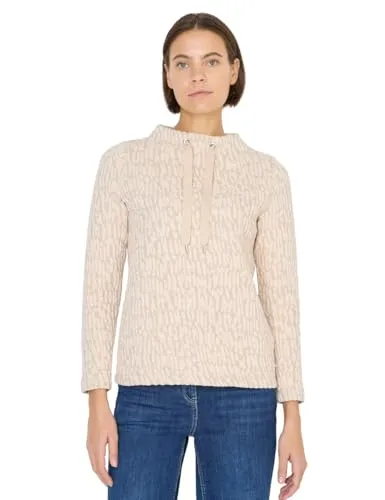 Damen Jacquard Funnel Neck Shirt – Langarm mit Tunnelzug - Stylisches Langarmshirt mit modernem Strukturmuster und praktischen Tunnelzug. Ideal für vielseitige Outfits und den täglichen Komfort.