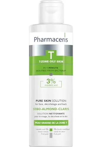 Pharmaceris T Sebo-Almond-Claris, Bakteriostatische Reinigungsflüssigkeit, 3% Mandelic Acid, für Problematische Haut, Reduzierung der Talgproduktion - 190 ml