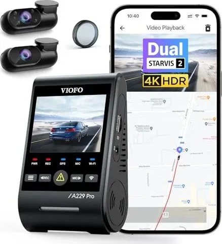 VIOFO A229 Pro Dashcam - 1-3 Kanäle mit Dual STARVIS Sensor - Hochwertige Dashcam mit Wi-Fi und GPS, ideal für sichere Fahrten. Der Dual STARVIS Sensor sorgt für hervorragende Bildqualität bei Tag und Nacht.