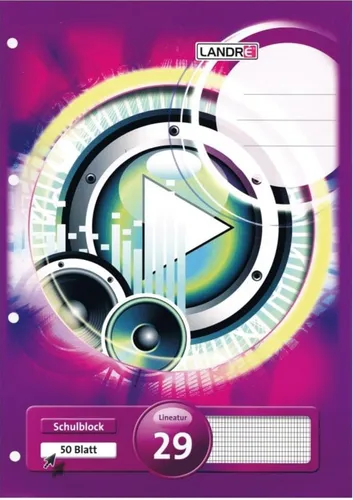 LANDRÉ Schulblock DIN A4 Lineatur 29 / rautiert 50 Blatt