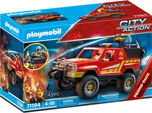 PLAYMOBIL City Action 71194 Feuerwehr-Löschtruck - Spielfigur Spielsets mit echter Löschfunktion, ideal für kreative Feuerwehr-Einsätze und kindgerechte Haptik für Kinder ab 4 Jahren.
