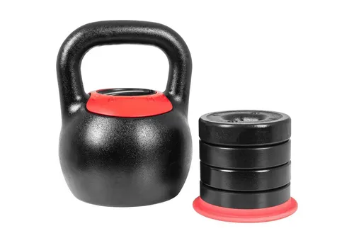 GORILLA SPORTS Kettlebell Verstellbare, 16 kg oder 24 kg mit 4 Wechselgewichte, Gusseisen