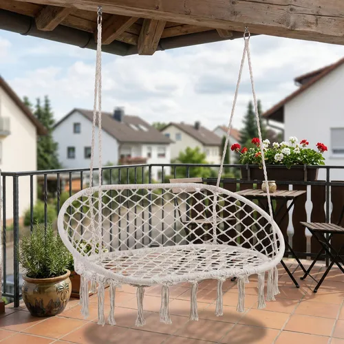 Hängesessel 'Kailua' für 2 Personen – Boho Stil Cremeweiß in beige von casa.pro