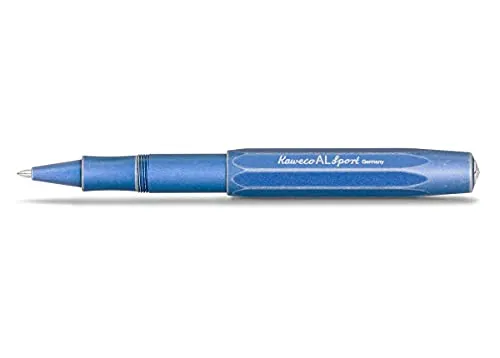 Kaweco AL SPORT Rollerball Stonewashed Blue I Gel- / Kugelschreiber aus hochwertigem Aluminium mit Keramikkugel I Edler Kuli in Blau I 23 g Tintenroller mit 0.7 mm Mine I Gelroller 13 cm