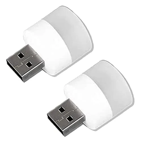 TALENTEC 2x Mini USB-Glühbirne. Nacht-, Umgebungs- oder Lesebeleuchtung. 5V und 1A. Farbe COLD weiß