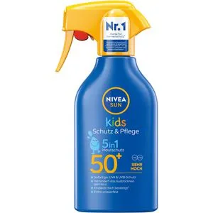 Nivea Sonnencreme Sun Kids 5in1, LSF 50+, 250ml - Sonnenschutzmittel für Kinder ab 3 Jahren mit sehr hohem UVA/UVB-Schutz, extra wasserfest und pflegend mit Mandelöl. Ideal für empfindliche Haut und schützt vor Sonnenallergien.