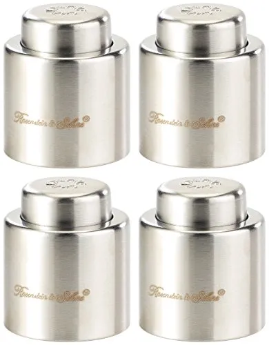 Rosenstein & Söhne Sektverschluss: Verschluss für Sekt-u. Champagnerflaschen aus gebürstetem Stahl,4erSet (Flaschenverschluss, Flaschenverschluss Sekt, Flaschenöffner)