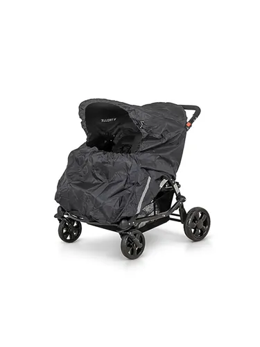 Babytrold Regenschutz für Zwillingskinderwagen schwarz