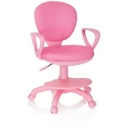 hjh OFFICE 670977 Kinderdrehstuhl Kid Colour Stoff Pink - Ergonomischer Schreibtischstuhl für Kinder, höhenverstellbar mit robuster Fußablage und kindgerechtem Design für optimalen Sitzkomfort.