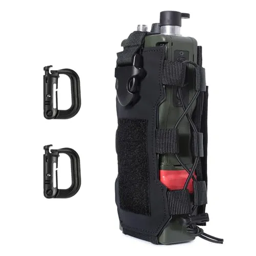 MUCHER Taktisch Flaschenhalter Molle Flaschen Halter Haltbares Militär Trinkflasche Beutel mit 2 Haken Wasserflaschenhalter für Outdoor Wandern Jagdcamping Training (Schwarz)