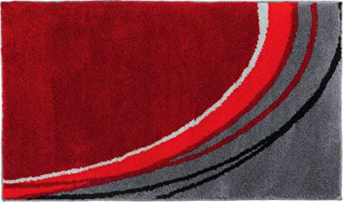 Erwin Müller Badematte Mykonos, rutschhemmend in Rot, 70x120 cm - Hochflor für Komfort - Badematte & Badteppich mit rutschhemmender Rückseite, ideal für Fußbodenheizung. Kuscheliger Hochflor sorgt für ein angenehmes Fußgefühl und bringt frischen Schwung in Ihr Bad.