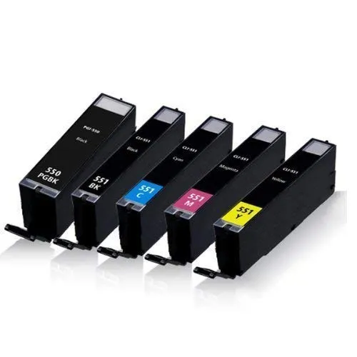 5X Print-Klex Tintenpatronen kompatibel für Canon Pixma IP7220 Pixma IP7240 Pixma IP7250 Pixma IP7270 Pixma MG5550 PGI-550PGBK CLI-551BK CLI-551C CLI-551M CLI-551Y PGI550PGBK CLI551BK CLI551C CLI551M