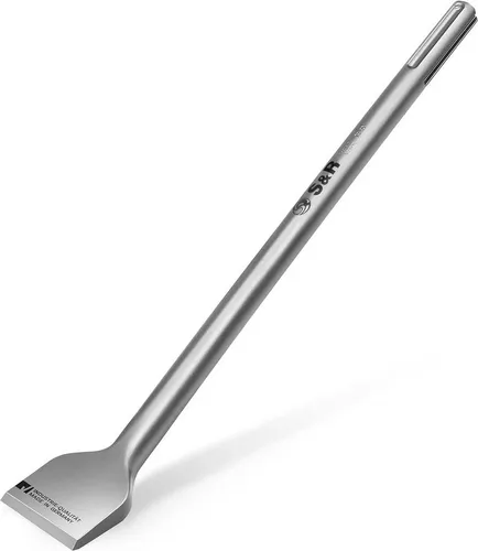 S&R Flachmeißel Fliesenmeißel 250 mm - Industrie-Qualität Made in Germany - Zubehör für Elektrowerkzeug, ideal für Naturstein, Mauerwerk und Fliesen. Hohe Schlagkraftübertragung durch abgewinkelte Klingengeometrie und robusten Chrom-Molybdän Stahl.