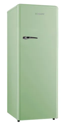 SCHOEPF RKS245SG Retro Kühlschrank 238L - Kühlschrank im stilvollen Retro Design, 238L Volumen, 40 dB geräuscharm, ideal für kleine Haushalte oder als Getränkekühlschrank.