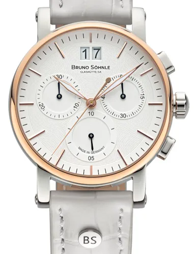 Bruno Söhnle PESARO CHRONO SMALL Damen Armbanduhr - Eleganter Chronograph mit rosegold IP veredelter Lünette, kratzfestem Saphirglas und wasserdicht bis 10 ATM. Perfekt für stilbewusste Damen.
