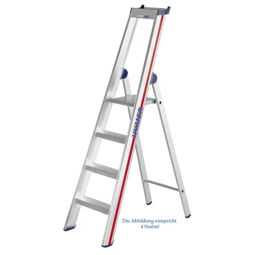 HYMER Stufenstehleiter SC60 mit Plattform, 7 Stufen - Leiter mit einseitigem Zugang, DIN EN 131 zertifiziert, ideal für sicheres Arbeiten in Höhe, Made in Germany