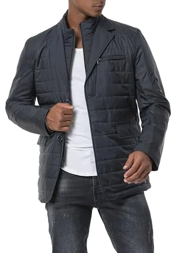 Herren Steppjacke im Blazer-Stil - Leichte Übergangsjacke in Blau mit abnehmbarem Kragen, ideal für formelle und lässige Outfits – kombiniert Stil und Funktionalität perfekt!