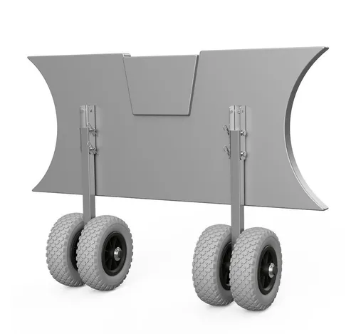 SUPROD Edelstahl Heckräder EW200 für Schlauchboote - Boot-Zubehör mit 170 kg Tragkraft, ideal für den einfachen Transport und slippen Ihres Schlauchbootes. Robuste Edelstahl- und Polyurethan-Konstruktion in grau/schwarz.