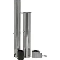 DELSCHEN Ersatzteile Bodenhülse 2-teilig - Sonnenschirm-Zubehör, wetterfeste Aluminiumkonstruktion für Großschirme bis 33-56 mm Stockstärke, inklusive Abschlussring und 4 Adapter für sicheren Halt.
