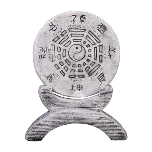 Gartenfigur Chinesisches Gartenhoroskop Yin und Yang, H. 47 cm - Frostsichere Gartenfigur aus Stein mit Yin und Yang-Design, ideal für harmonische Gartenatmosphäre und besondere Akzente.