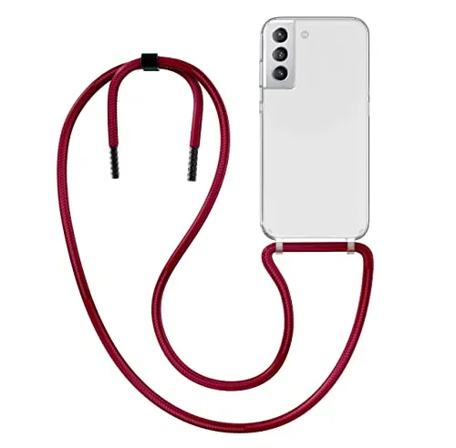 MyGadget Handykette für Samsung Galaxy S21 - [ Hülle mit Band abnehmbar & verstellbar ] - Handyhülle mit Handyband zum Umhängen Schnur Case Schutzhülle - Wein Rot