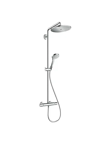 hansgrohe Croma Duschsystem mit Thermostat - Badewannen- & Duschsysteme mit 160 mm Regendusche für XXL-Duschvergnügen und flexibler Handbrause mit 3 Strahlarten. Einfach zu installieren und pflegeleicht dank QuickClean.