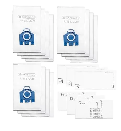 Staubsaugerbeutel für Miele – 12 Beutel + 3 Abluftfilter + 3 Motorfilter, kompatibel mit Complete C3 C2, Classic C1, S2 S5 S6 S8 Serie, Ersatz für 41996572D (12 Stk.)