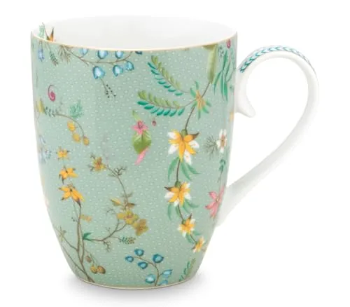 Pip Studio Jolie Flowers Blue Becher mit Henkel Gross 0,35 l