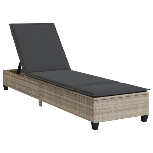 vidaXL Sonnenliege mit Auflagen Hellgrau - Liegen für den Garten mit verstellbarer Rückenlehne und bequemen, dick gepolsterten Kissen für optimalen Komfort beim Entspannen in der Sonne.
