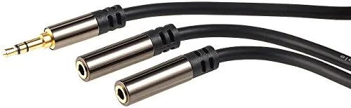 auvisio Audio Splitter: Premium-Y-Adapter 3,5-mm-Klinken-Stecker auf 2 Buchsen, Stereo, 0,15 m (Audio Splitter Klinke, y Adapter Klinke 3 5mm Stereo, Verlängerungskabel)