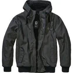 Brandit Essential Textiljacke - Grau - S - Funktionsjacke aus robustem Canvas mit Teddyfell Innenfutter, ideal für kalte Tage. Praktische Taschen und verstellbare Kapuze bieten zusätzlichen Komfort.