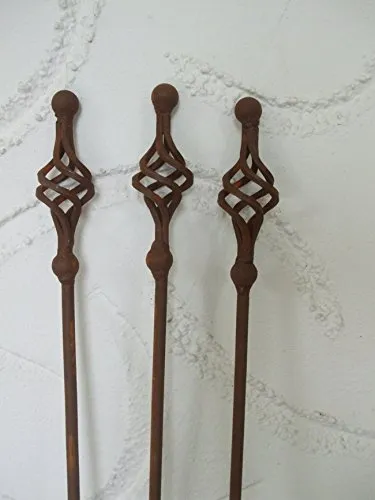 Set von 3 gedrehten Gartenstäben aus Eisen mit Rost-Patina von EWITTTI