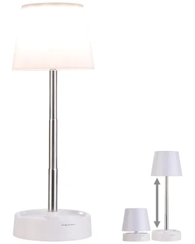 PEARL Teleskop Tischlampe: Dimmbare Akku-Leuchte für flexibles Licht - Tischlampen mit ausziehbarem Teleskop-Ständer für individuelle Höhe von 11,7 bis 28,7 cm und bis zu 20 Stunden Leuchtdauer dank 1.200 mAh Akku. Ideal für Terrasse, Balkon und Camping.