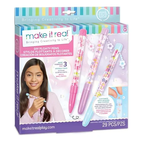 Make It Real – Create Your Pen | Kreatives Bastelset Mädchen 8 Jahre | Mein Stift Atelier Mit Glitter, Perlen & Deko | Stifte Selber Machen Set Für Mädchen | Bastelset Kinder Stift Atelier