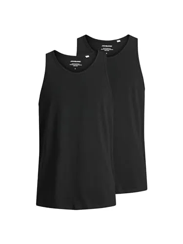JACK & JONES Einfarbiges Tanktop 2er-Pack für Herren - Bequeme und lässige Tanktops im Regular Fit, aus 100% Baumwolle für optimalen Tragekomfort. Ideal für den Sommer oder sportliche Aktivitäten.