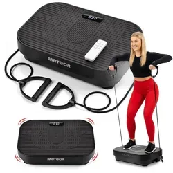 Meteor Kompakte Vibrationsplatte für Ganzkörpertraining – Schwarz, 160 kg Max. Last