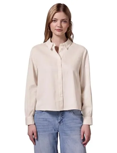 STREET ONE STUDIO Langarmbluse mit Knopfleiste beige 42 EU - Bluse aus 100% Baumwolle, pflegeleicht und ideal für einen lässigen Look. Perfekt für jeden Anlass in mellow vanilla.