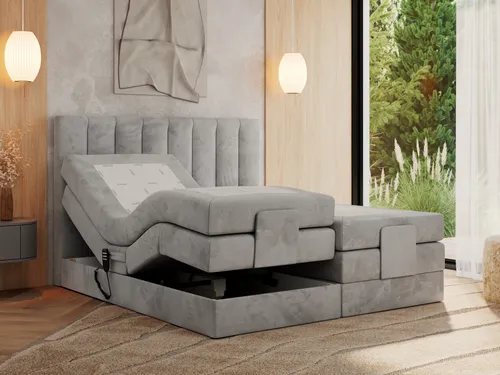 MKS MEBLE Boxspringbett 180x200 elektrisch verstellbar - Betten mit 7-Zonen Taschenfederkern-Matratzen für optimalen Liegekomfort und individuelle Anpassung per Fernbedienung. Ideal für ergonomischen Schlaf und langanhaltenden Komfort.