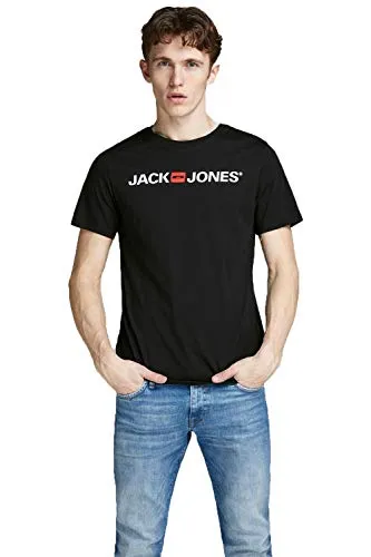 JACK & JONES Herren JJECORP Logo Tee SS Crew Neck NOOS T-Shirt (Black, XXL)